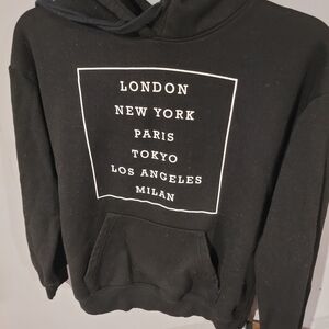 Zoe + Liv Black Hoodie with White Text